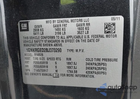 2011 Chevrolet Traverse 1Lt z USA, uszkodzony, nr VIN 1GNKRGED2BJ373290